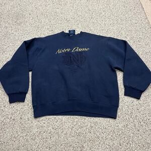 Vintage Notre Dame Crewneck Sweatshirt L College Football Casual Cozy